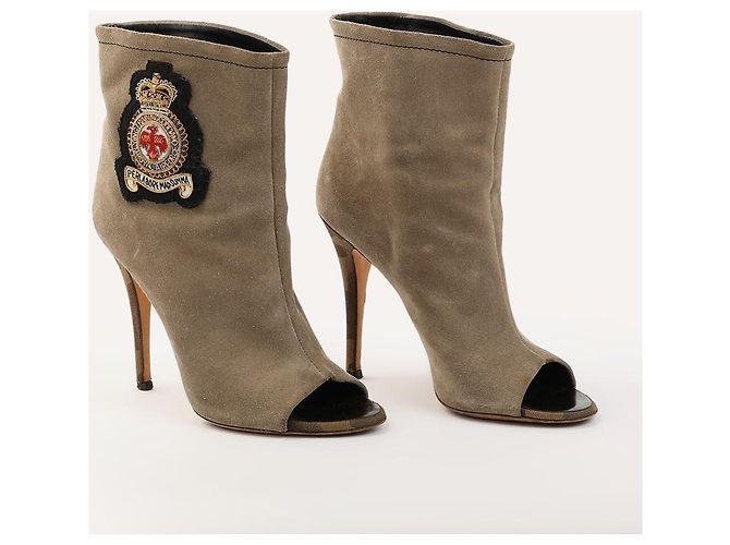 Giuseppe Zanotti Stiefeletten mit offenem Zehenbereich Khaki Wildleder - Ansicht 4
