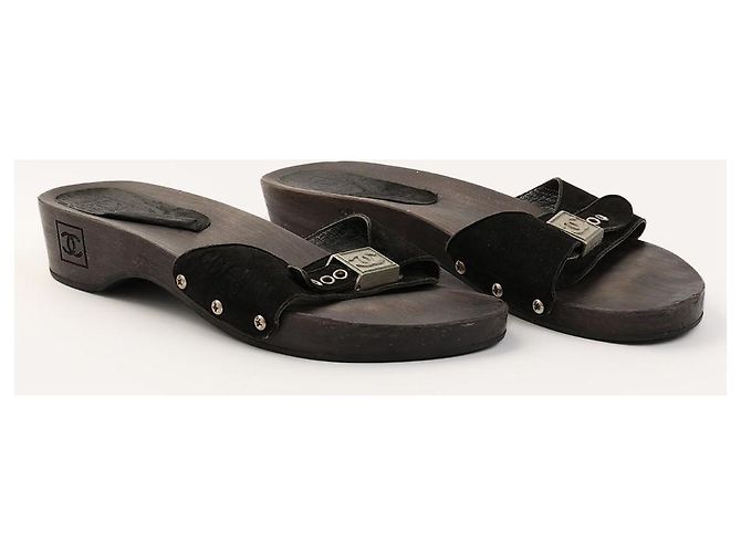 Chanel vintage Holzclogs Schwarz - Ansicht 3