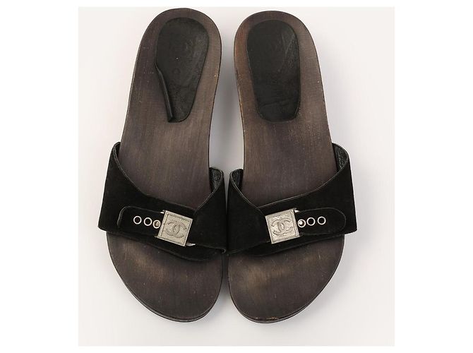 Chanel vintage Holzclogs Schwarz - Ansicht 4