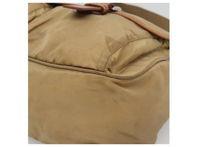 PRADA Borsa a Spalla Nylon Beige Marrone Argento Auth 112279 - vista 10