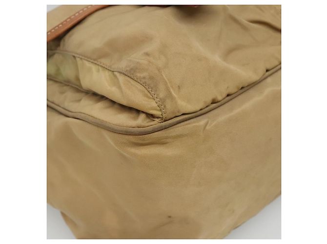 PRADA Borsa a Spalla Nylon Beige Marrone Argento Auth 112279 - vista 11