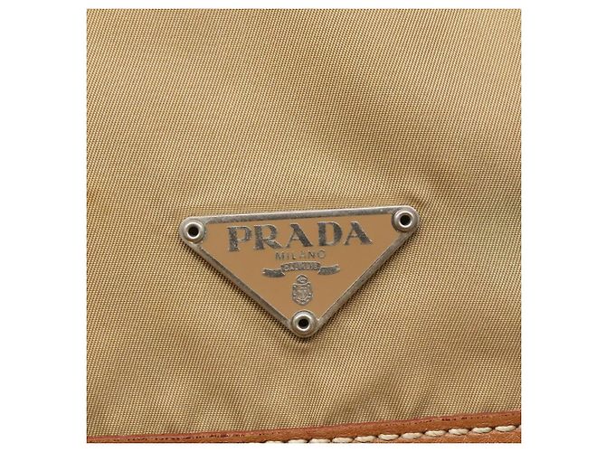 PRADA Borsa a Spalla Nylon Beige Marrone Argento Auth 112279 - vista 14