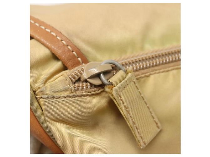 PRADA Borsa a Spalla Nylon Beige Marrone Argento Auth 112279 - vista 16