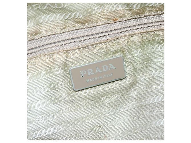 PRADA Borsa a Spalla Nylon Beige Marrone Argento Auth 112279 - vista 18
