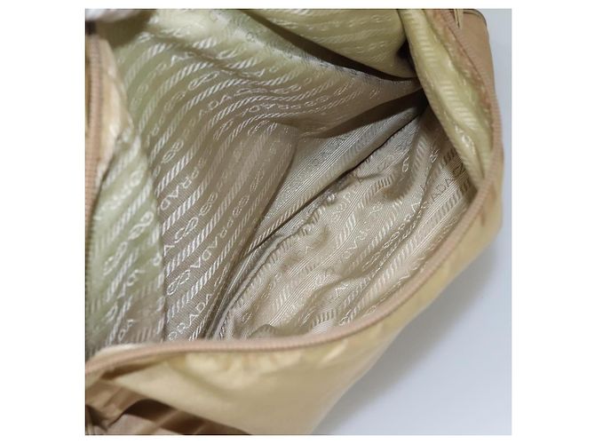 PRADA Borsa a Spalla Nylon Beige Marrone Argento Auth 112279 - vista 25