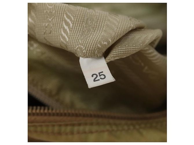 PRADA Borsa a Spalla Nylon Beige Marrone Argento Auth 112279 - vista 26