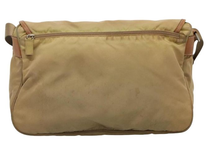 PRADA Borsa a Spalla Nylon Beige Marrone Argento Auth 112279 - vista 3