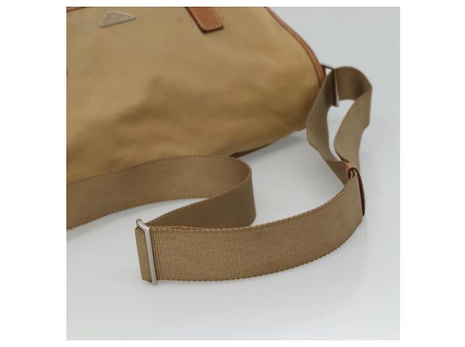 PRADA Borsa a Spalla Nylon Beige Marrone Argento Auth 112279 - vista 7