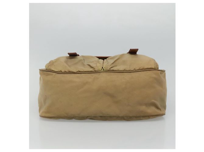 PRADA Borsa a Spalla Nylon Beige Marrone Argento Auth 112279 - vista 9