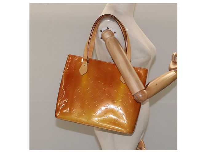 LOUIS VUITTON Monogram Vernis Houston Borsa a Mano Beige M91004 LV Auth hk1984 - vista 23