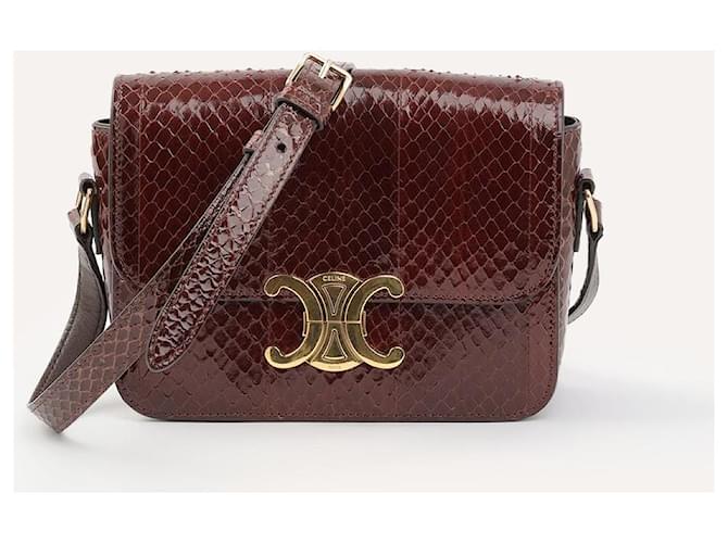 Céline Teen Triomphe Python Umhängetasche Bordeaux - Ansicht 2