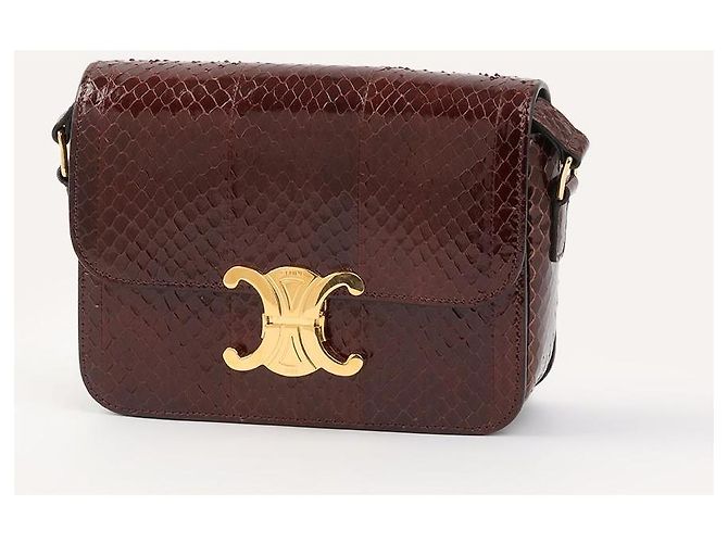 Céline Teen Triomphe Python Umhängetasche Bordeaux - Ansicht 5
