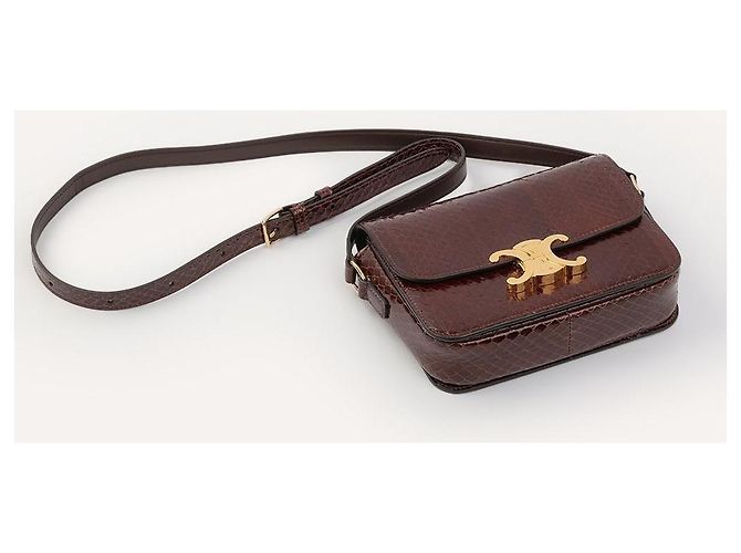 Céline Teen Triomphe Python Umhängetasche Bordeaux - Ansicht 6