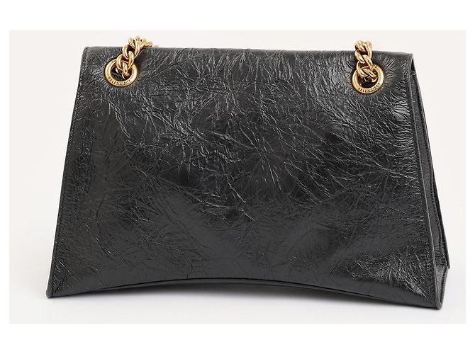 Borsa a spalla Balenciaga Crush Medium in pelle nera Nero - vista 3