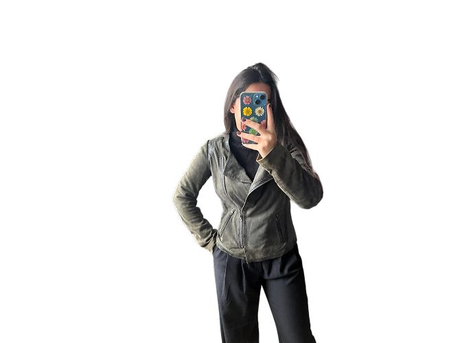Chaqueta Maje de cuero de cabra kaki Caqui - vista 2
