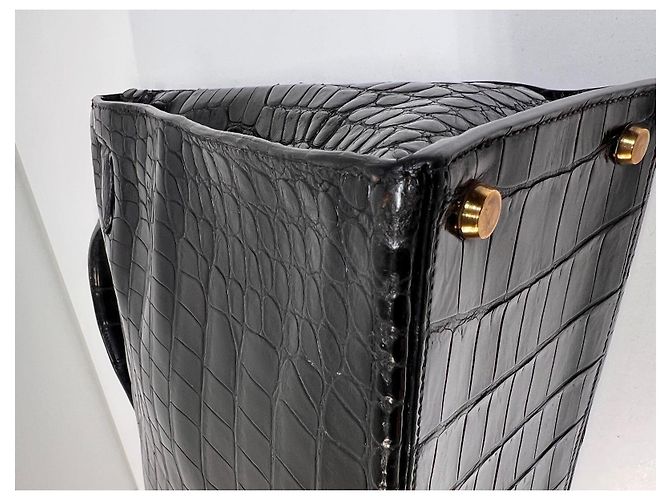 Hermès Kelly 32 Coccodrillo Porosus Nero - vista 10