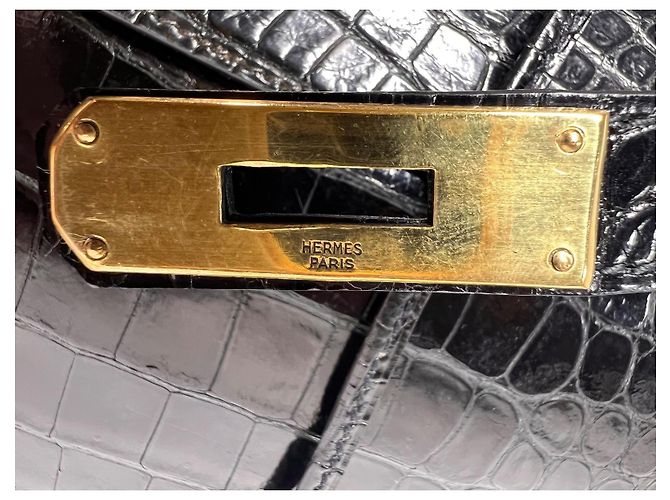 Hermès Kelly 32 Coccodrillo Porosus Nero - vista 13