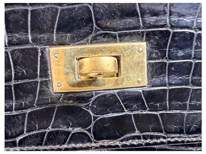 Hermès Kelly 32 Coccodrillo Porosus Nero - vista 17