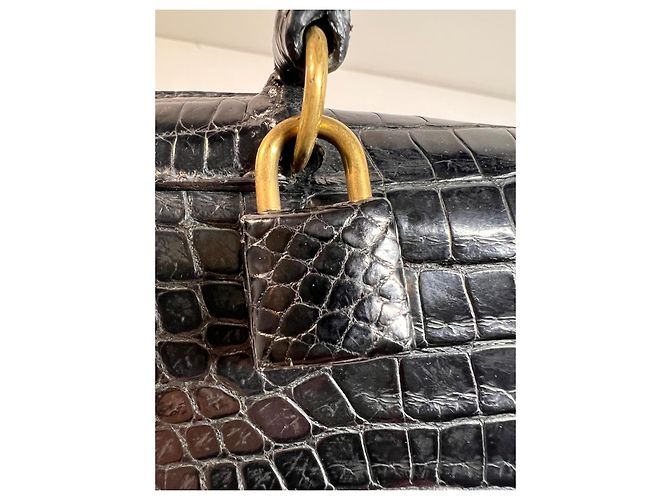 Hermès Kelly 32 Coccodrillo Porosus Nero - vista 19
