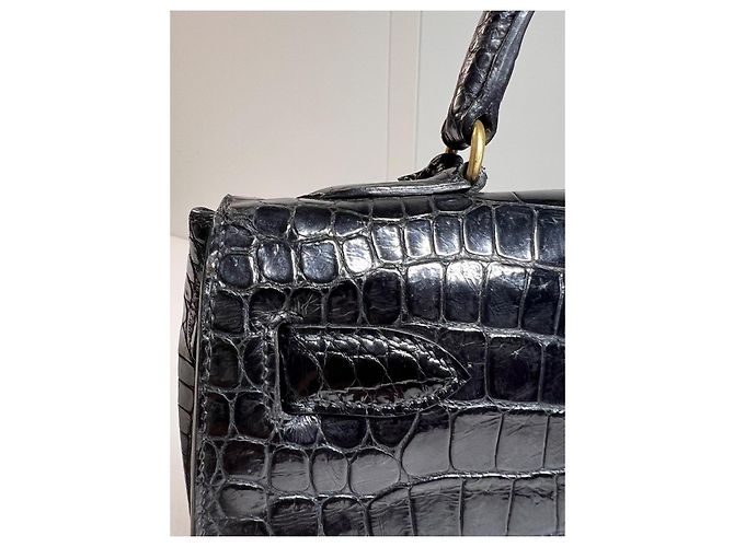 Hermès Kelly 32 Coccodrillo Porosus Nero - vista 21
