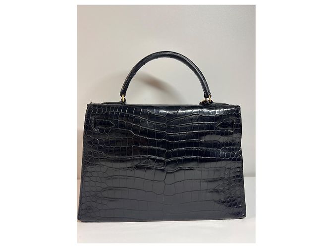 Hermès Kelly 32 Coccodrillo Porosus Nero - vista 3