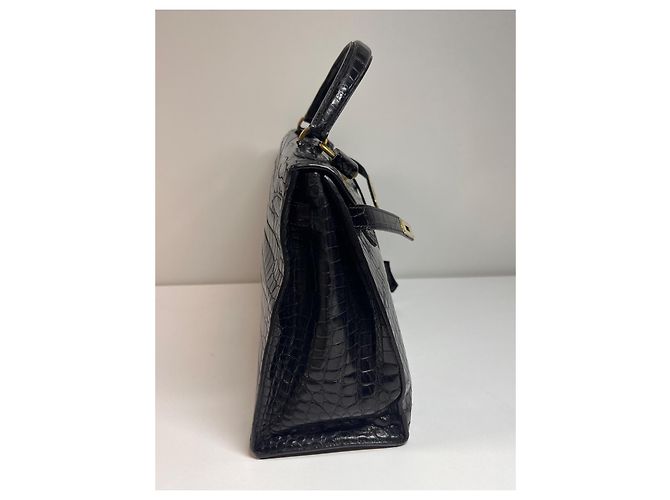 Hermès Kelly 32 Coccodrillo Porosus Nero - vista 4