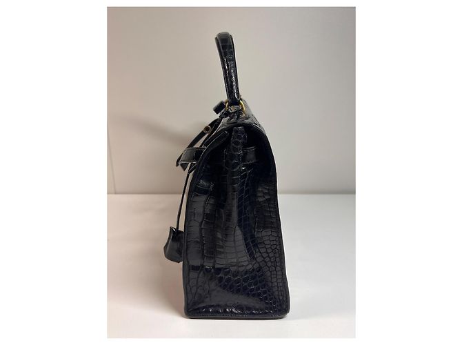 Hermès Kelly 32 Coccodrillo Porosus Nero - vista 5