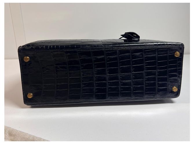 Hermès Kelly 32 Coccodrillo Porosus Nero - vista 6