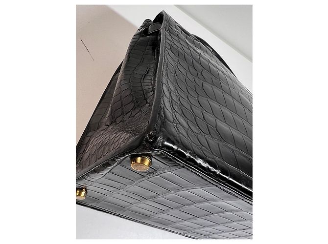 Hermès Kelly 32 Coccodrillo Porosus Nero - vista 9