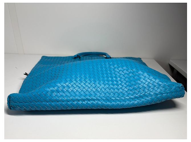 Borsa tote Bottega Veneta in pelle intrecciata blu - vista 10