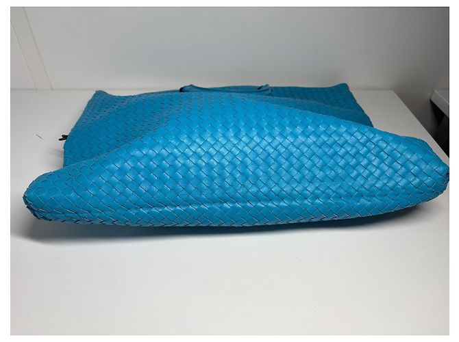 Borsa tote Bottega Veneta in pelle intrecciata blu - vista 11