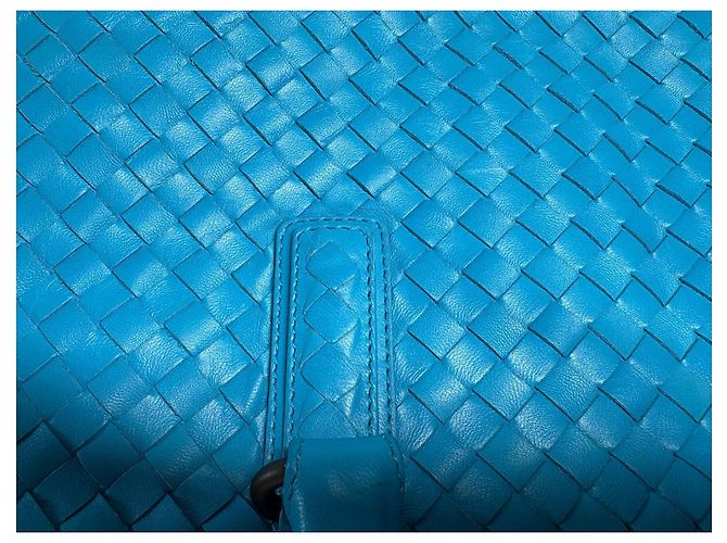 Borsa tote Bottega Veneta in pelle intrecciata blu - vista 13
