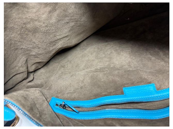 Borsa tote Bottega Veneta in pelle intrecciata blu - vista 16