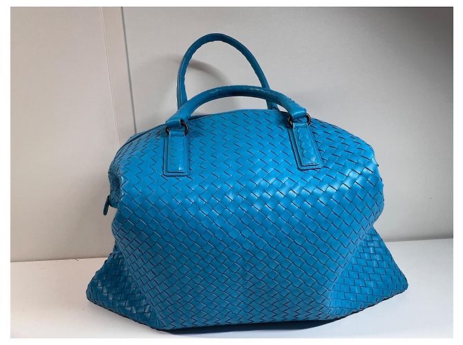 Borsa tote Bottega Veneta in pelle intrecciata blu - vista 19