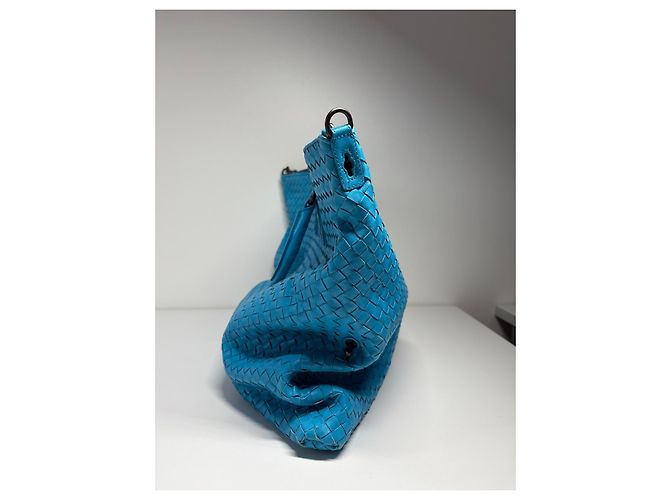 Borsa tote Bottega Veneta in pelle intrecciata blu - vista 4