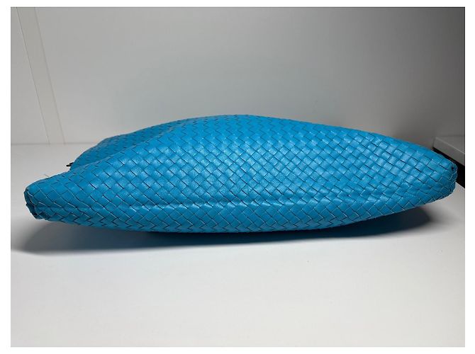 Borsa tote Bottega Veneta in pelle intrecciata blu - vista 5