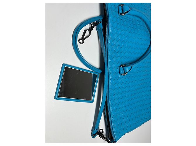 Borsa tote Bottega Veneta in pelle intrecciata blu - vista 7