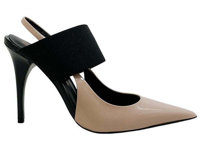 Bruno Frisoni Sapatos Slingback Tonic Nude Verniz / Preto Pontudo Bege - vista 2