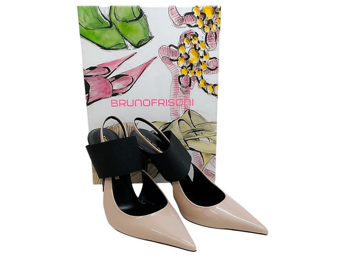 Bruno Frisoni Sapatos Slingback Tonic Nude Verniz / Preto Pontudo Bege - vista 6