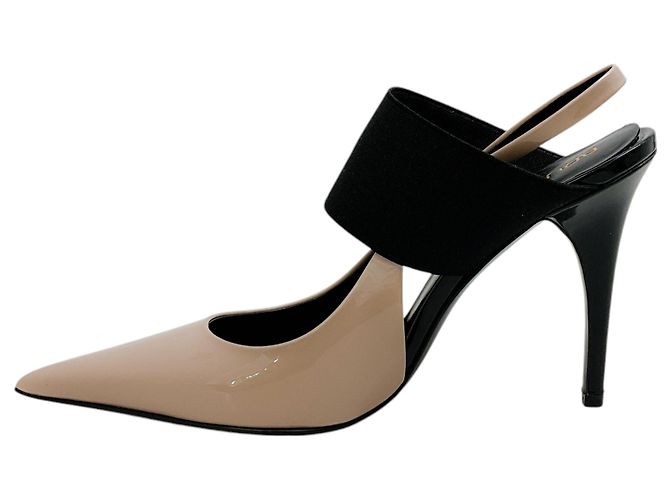 Bruno Frisoni Décolleté Slingback Tonic in Vernice Nuda / Nero Punta Beige - vista 3