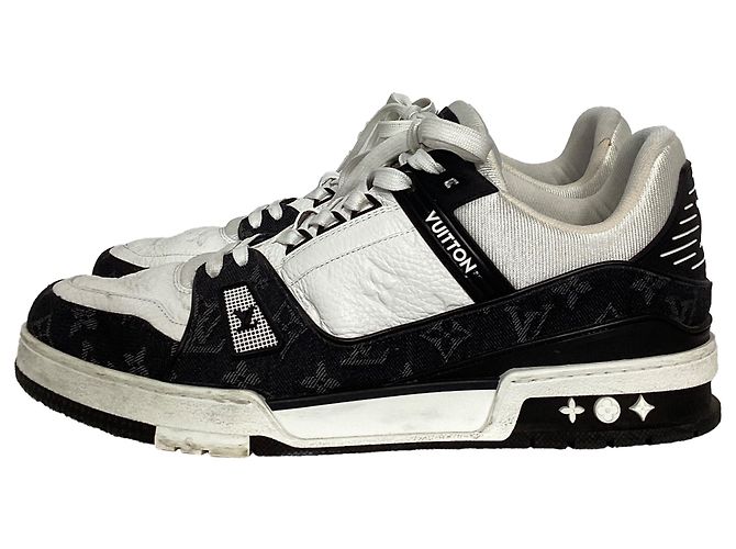 Twist Louis Vuitton LV Trainer in pelle nera e bianca Nero - vista 4