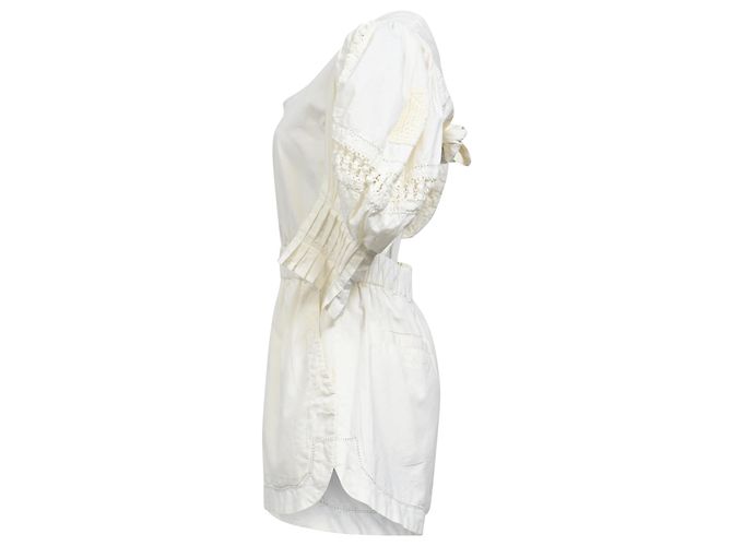 Roseanna Sea Thora Thread Pull Romper In Cream Cotton White - view 2