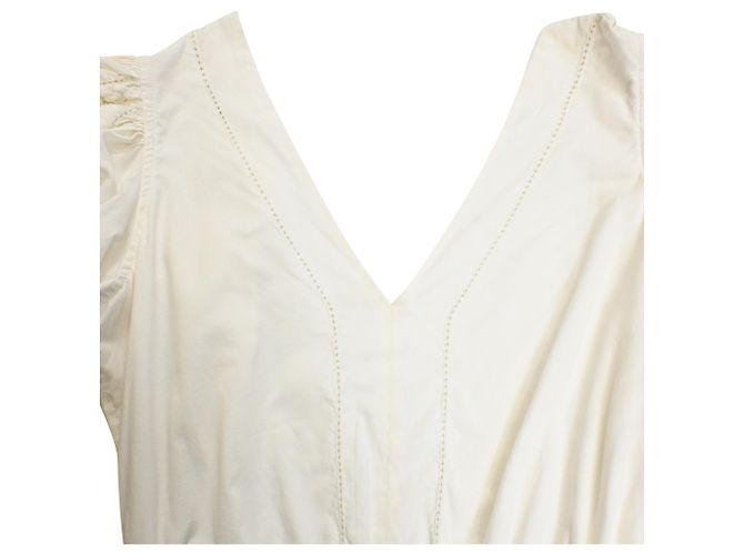 Roseanna Sea Thora Thread Pull Romper In Cream Cotton White - view 5