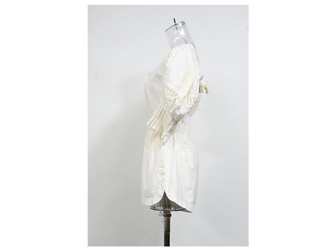 Roseanna Sea Thora Thread Pull Romper In Cream Cotton White - view 7