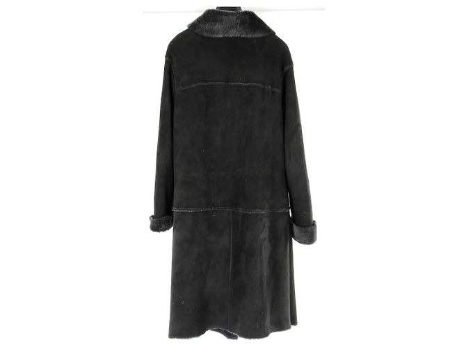 Autre Marque NON SIGNE / UNSIGNED Coats T.FR 38 Leather Black - view 2