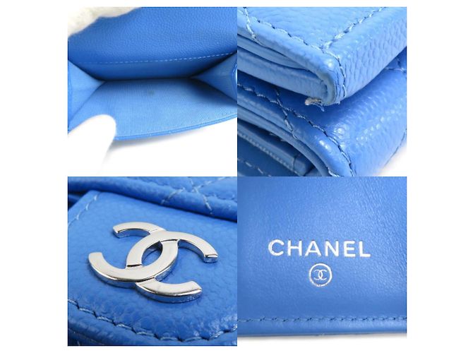 Chanel Blue Caviar Leather Tri-fold Wallet - view 4