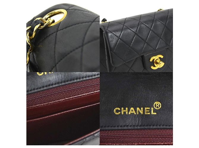 Borsa a spalla in pelle di agnello nera Chanel Nero - vista 4