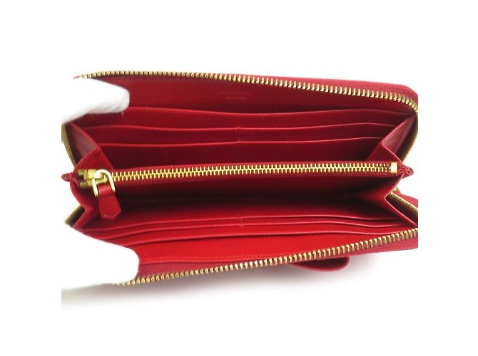 Carteira longa de couro vermelho Prada - vista 3
