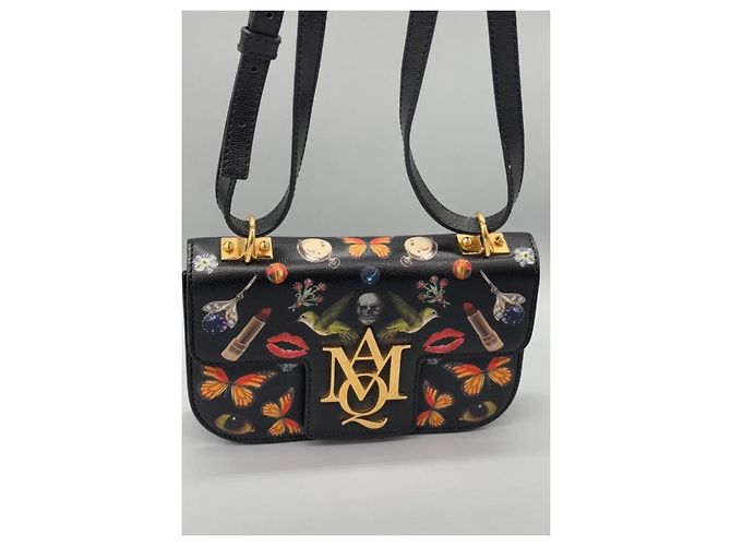 Borsa a tracolla Alexander McQueen Insignia nera in pelle Nero - vista 3