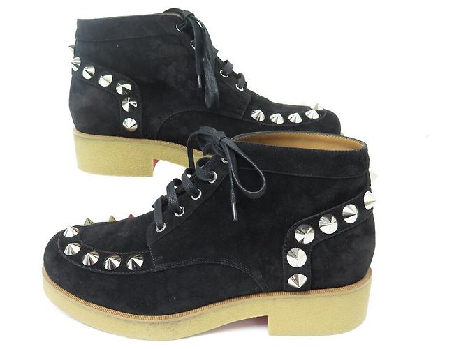 NUOVE STIVALI CHRISTIAN LOUBOUTIN GIANT SPIKES 44 IN CAMOSCIO - vista 3